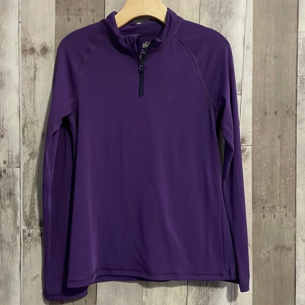 REI purple baselayer quarterzip 10-12